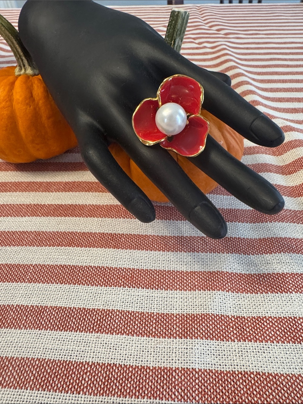 Vintage Kenneth Jay Lane enamel floral ring